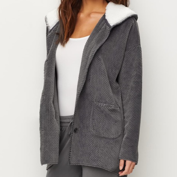 PJ Salvage Cozy Cardigan grey teddy bear coat jacket - Picture 4 of 8